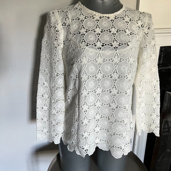 BODEN Floral Lace Top, NEVER WORN, white, Size 4 - Picture 7 of 13